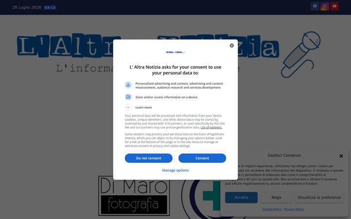 Екранна снимка на altranotizia.com