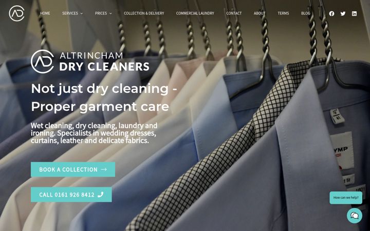 Posnetek zaslona altrinchamdrycleaners.com