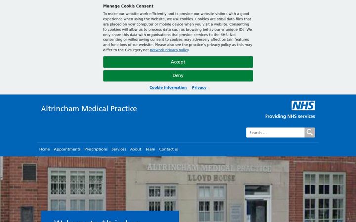 Posnetek zaslona altrinchammedicalpractice.co.uk