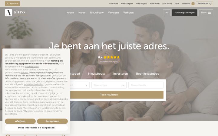 Screenshot of altro-vastgoed.be