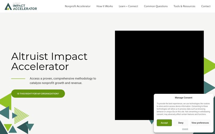 Skjámynd af altruistaccelerator.org