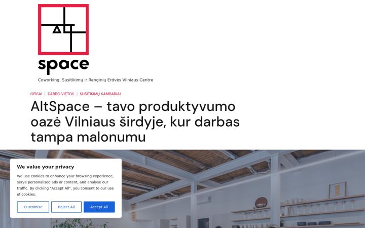 Snímek obrazovky altspace.lt