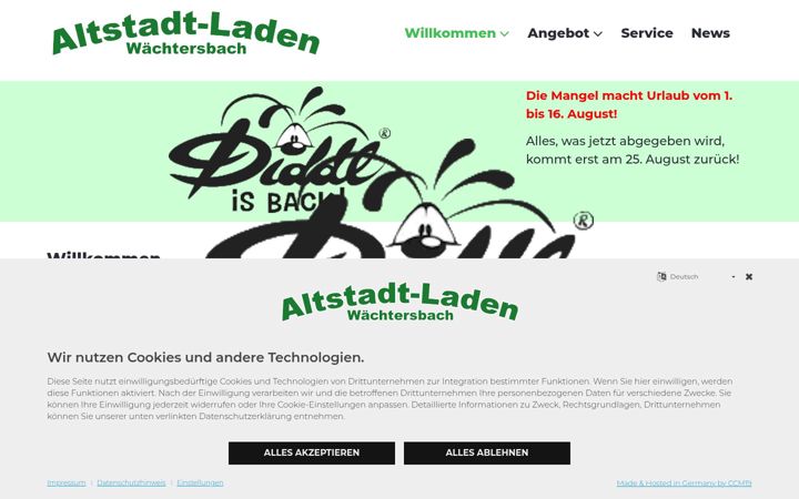 Screenshot του altstadt-laden-waechtersbach.de