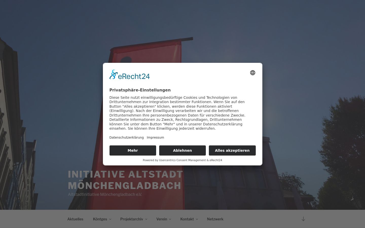 Captura de ecrã do banner de consentimento apresentado antes de qualquer interação