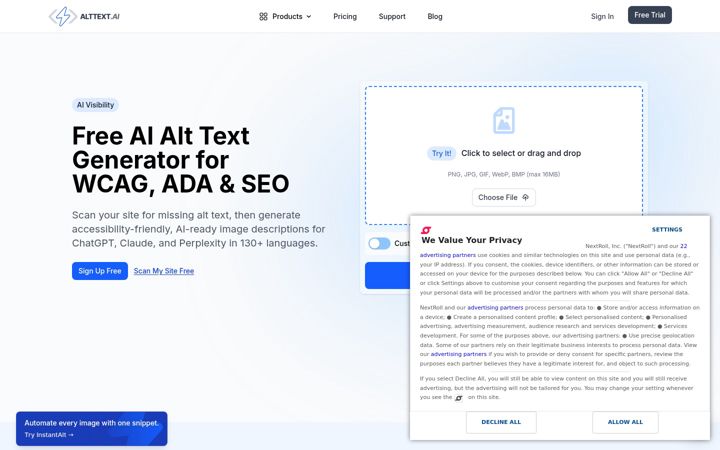 Screenshot of alttext.ai