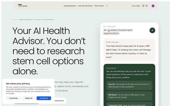 Screenshot of alttreatment.io
