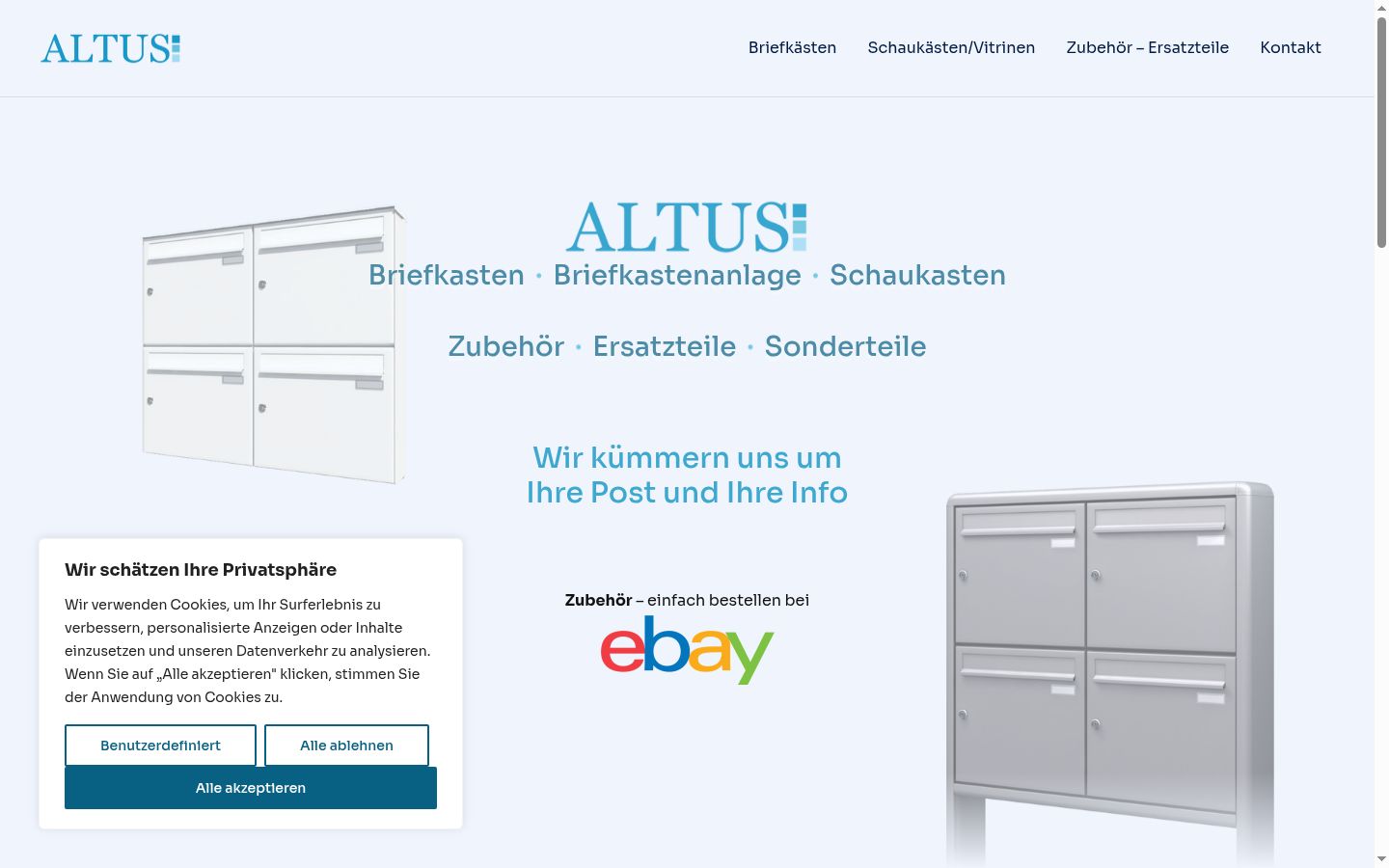 Screenshot des Einwilligungsbanners vor jeglicher Interaktion