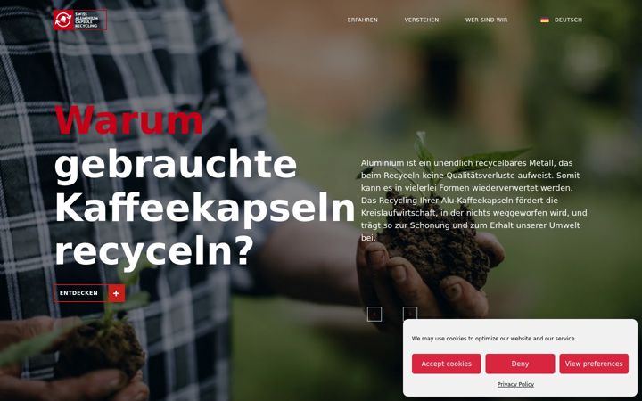 Screenshot of alu-capsule-recycling.ch