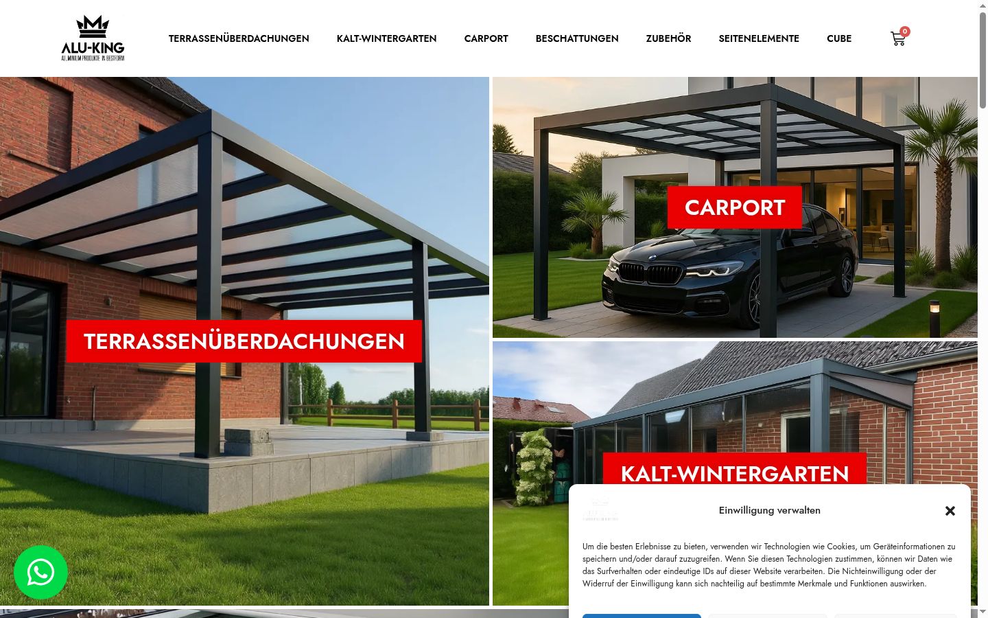 Screenshot des Einwilligungsbanners vor jeglicher Interaktion