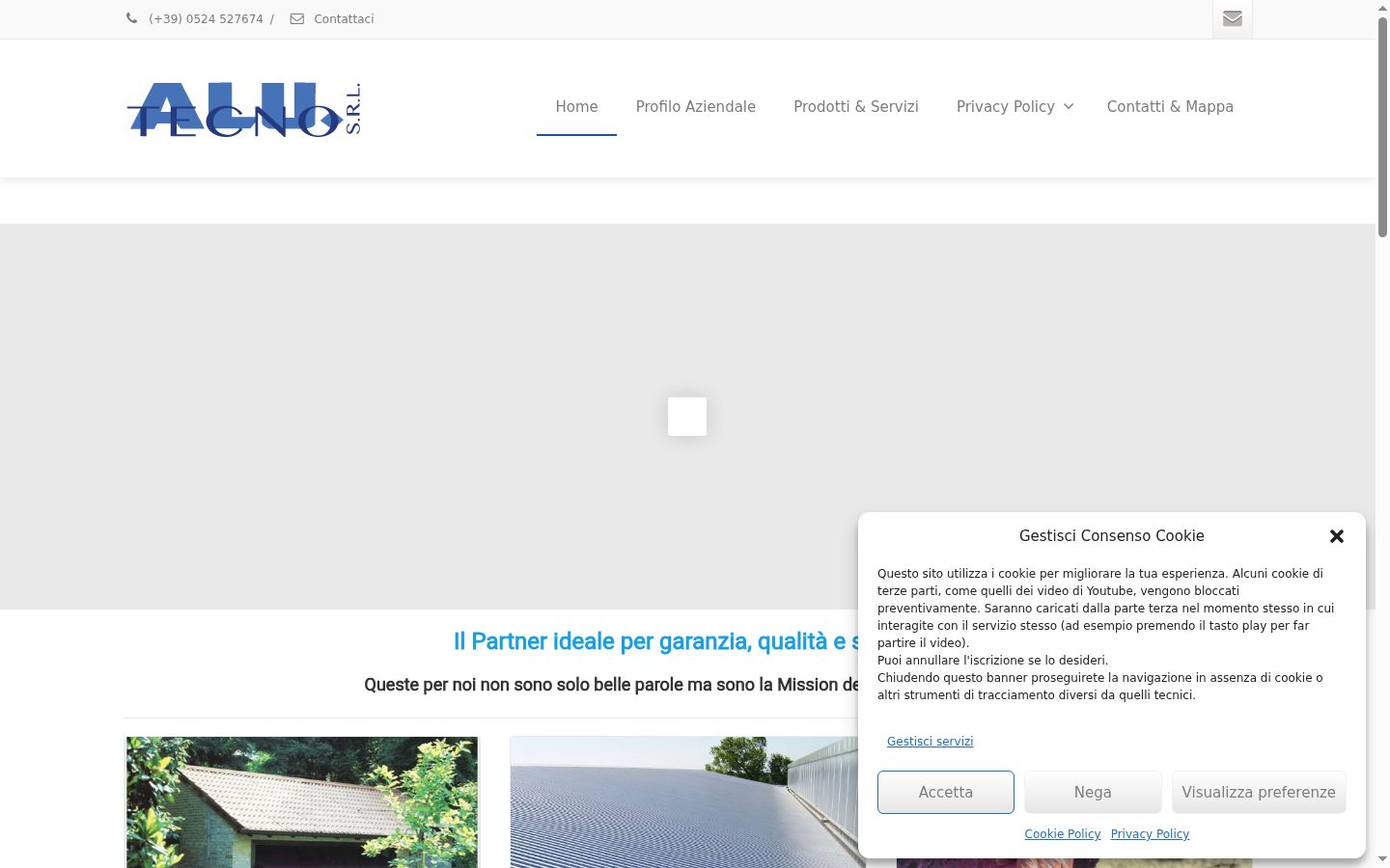 Screenshot del banner di consenso mostrato prima di qualsiasi interazione