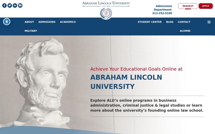 Screenshot stránky alu.edu