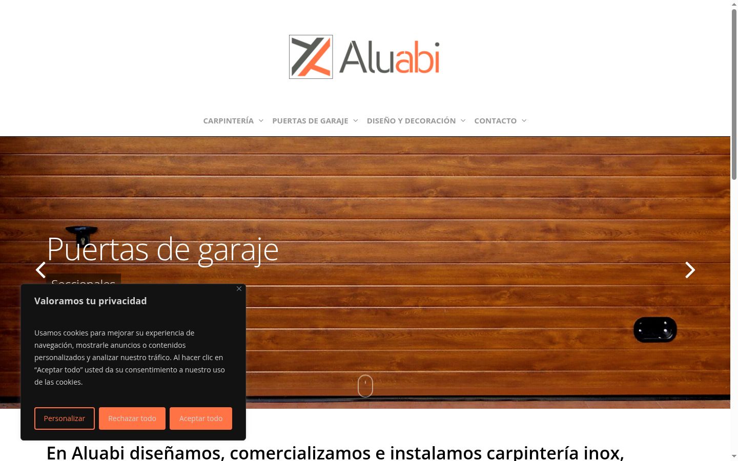 Captura de pantalla del banner de consentimiento mostrado antes de cualquier interacción