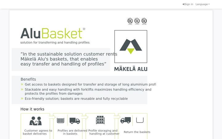 Screenshot of alubasket.net