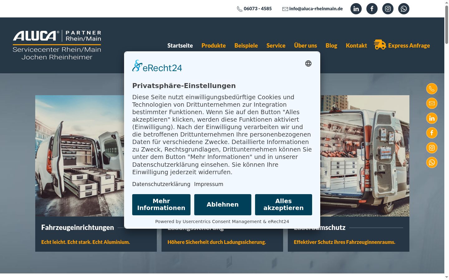 Captura de ecrã do banner de consentimento apresentado antes de qualquer interação