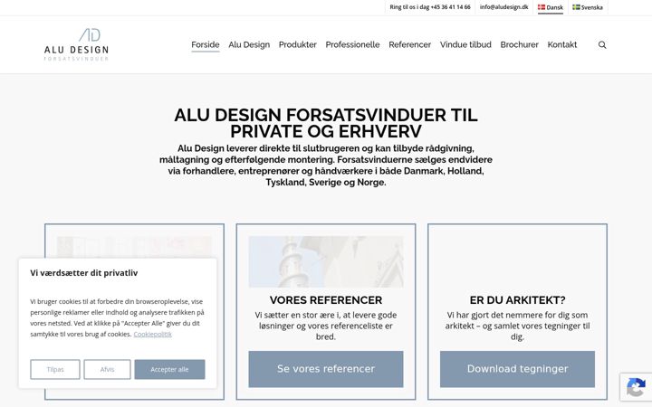 Screenshot of aludesign.dk