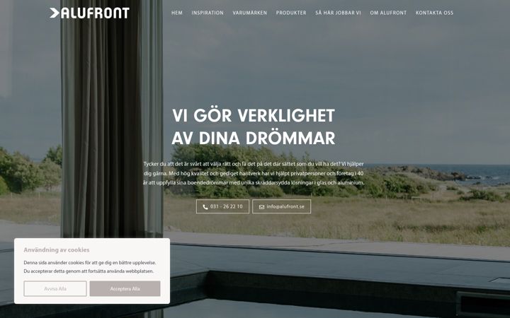 Skjámynd af alufront.se