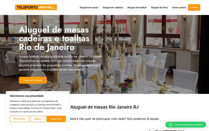 Screenshot stránky alugueldemesaecadeira.com.br
