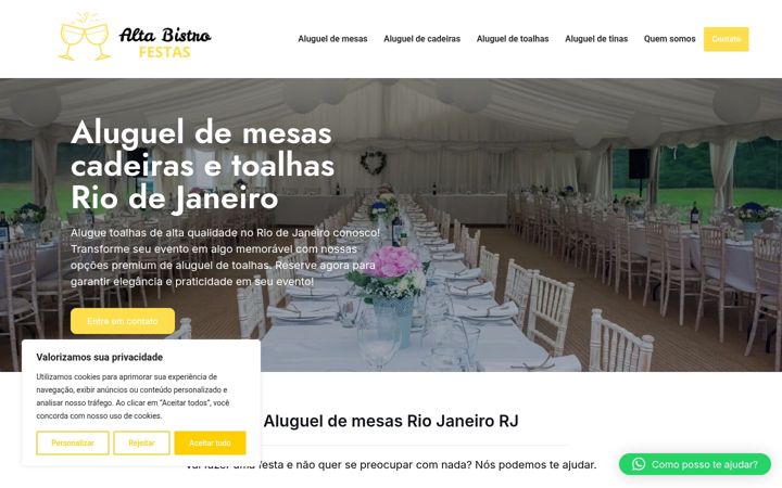 Screenshot stránky alugueldemesasbistro.com.br