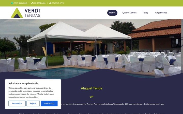 Screenshot of alugueldetendasv.com.br