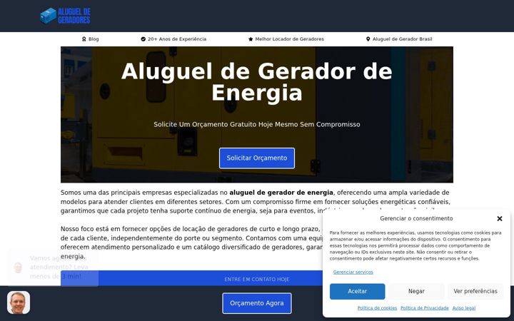 Screenshot of aluguelgeradordeenergia.com.br