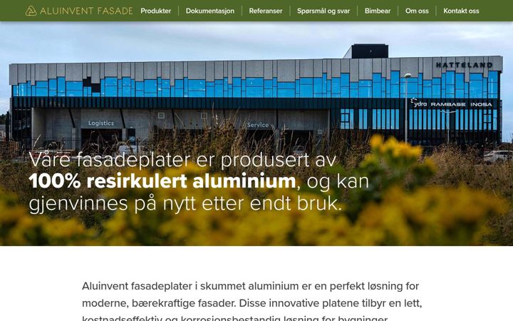 Skjermbilde av aluinvent-fasade.com