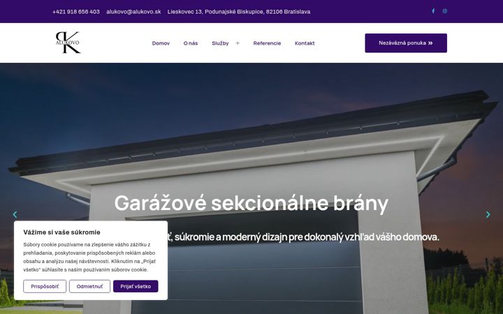 Skärmbild av alukovo.sk