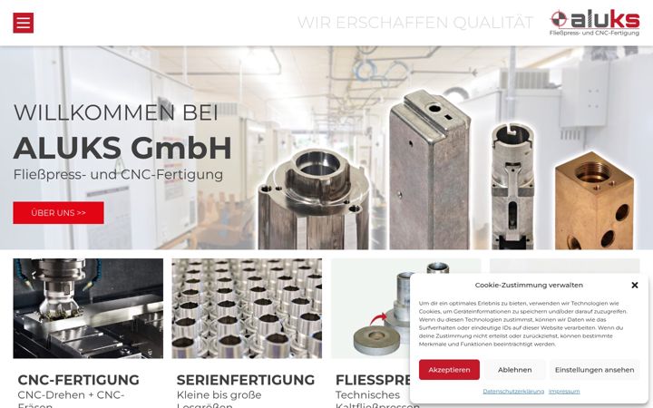 Skärmbild av aluks-gmbh.de