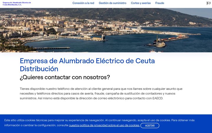 Captura de pantalla de alumbradoelectricoceutadistribucion.com