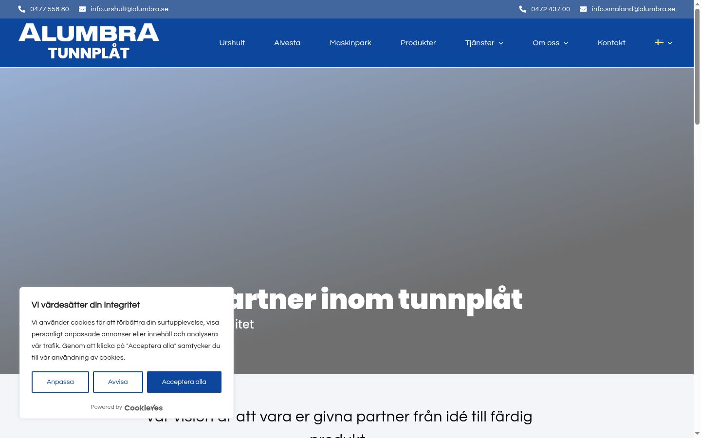 Screenshot des Einwilligungsbanners vor jeglicher Interaktion