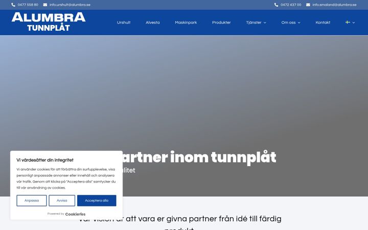 Screenshot of alumbrasmaland.se