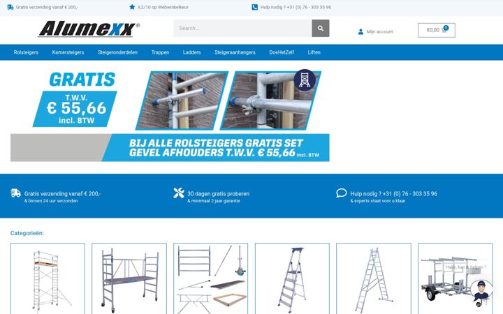 Captura de pantalla de alumexx.nl