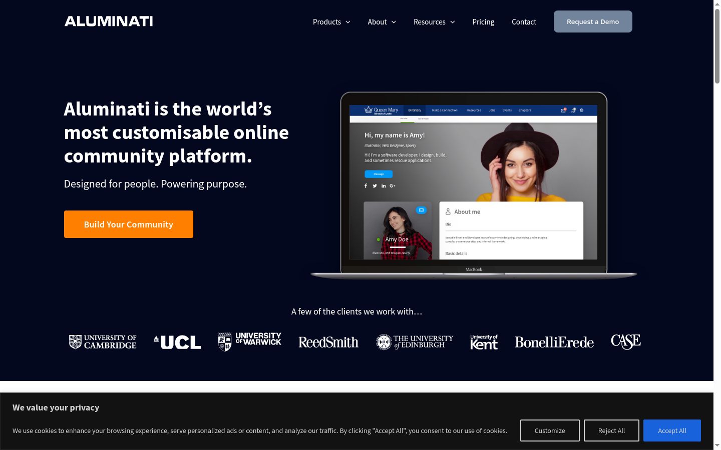 Screenshot of the consent banner shown before any interaction