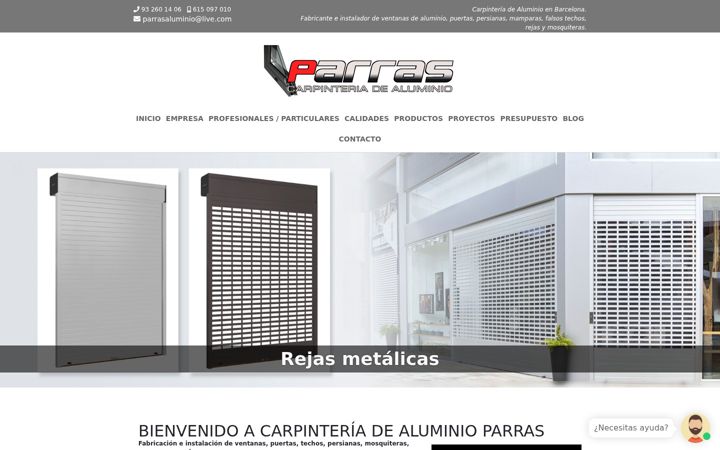Screenshot of aluminioparras.com