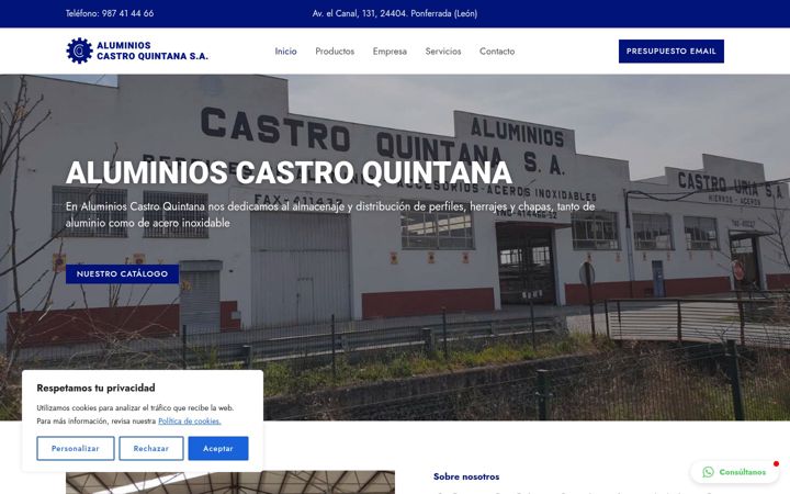 Screenshot of aluminioscastroquintana.es