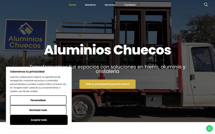 Screenshot of aluminioschuecos.com