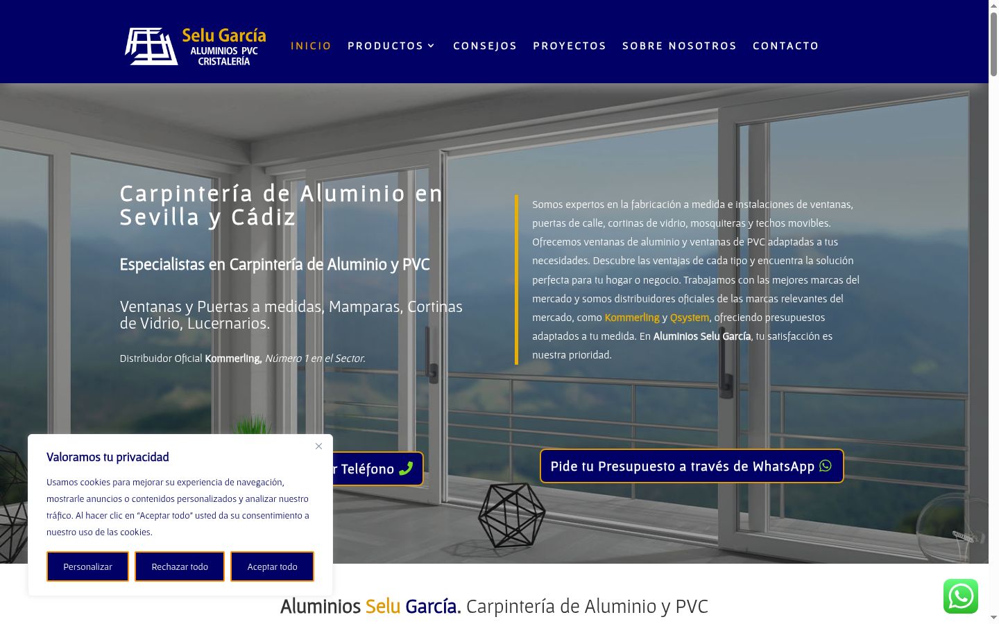 Captura de pantalla del banner de consentimiento mostrado antes de cualquier interacción