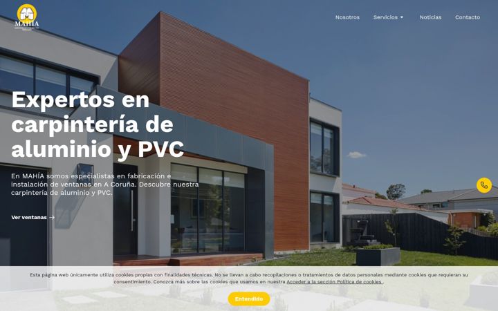 Captura de pantalla de aluminiosmahia.com