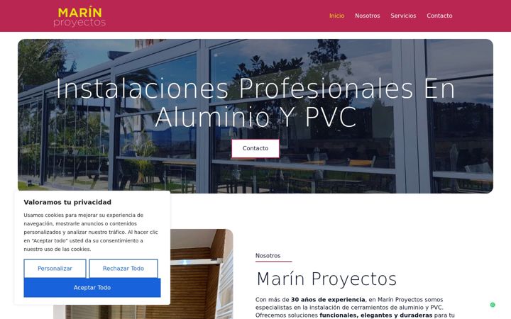 Screenshot of aluminiosmarinproyectos.com