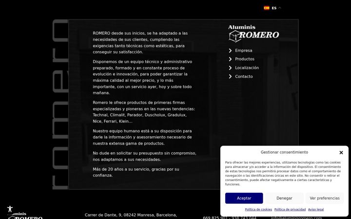 Screenshot of aluminiosromero.net