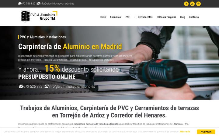 Ekraanipilt saidist aluminiosypvcmadrid.es