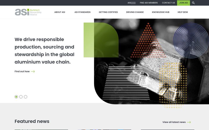 Screenshot of aluminium-stewardship.org