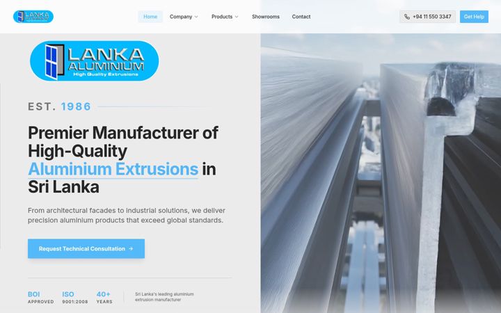 Kuvakaappaus sivustosta aluminium.lk