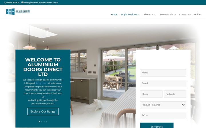 Screenshot of aluminiumdoorsdirect.co.uk