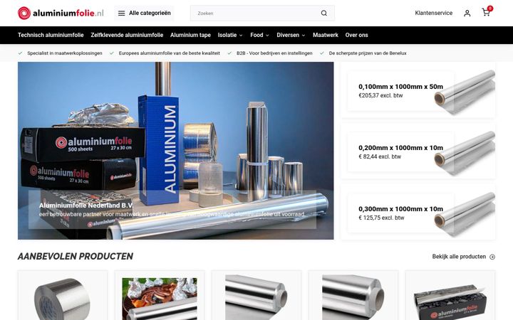 Screenshot of aluminiumfolie.nl
