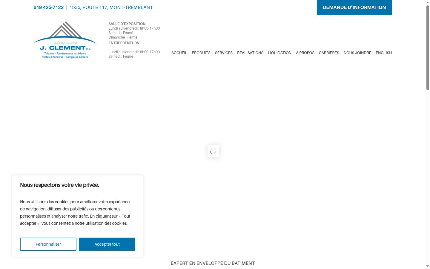 Captura de ecrã do banner de consentimento apresentado antes de qualquer interação