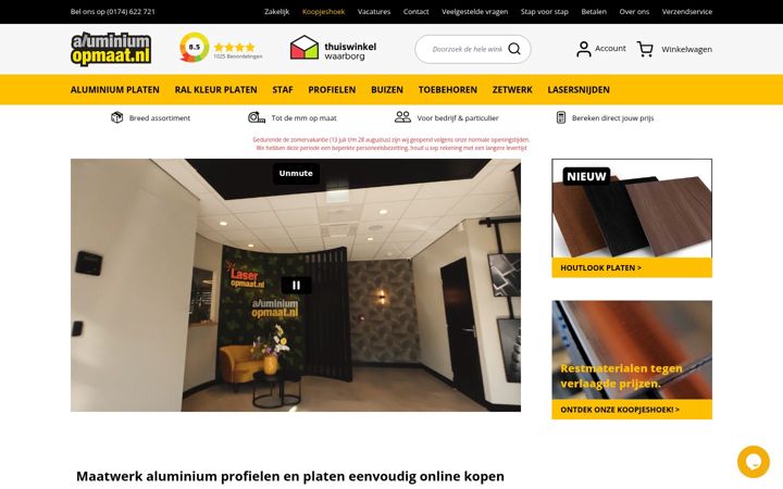 Screenshot of aluminiumopmaat.nl