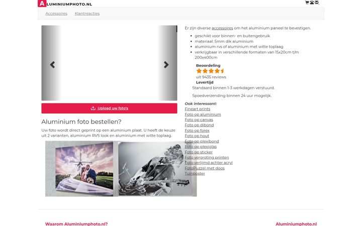 Screenshot of aluminiumphoto.nl