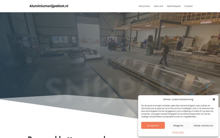 Screenshot of aluminiumsnijpakket.nl