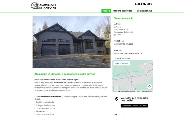 Screenshot of aluminiumst-antoine.ca