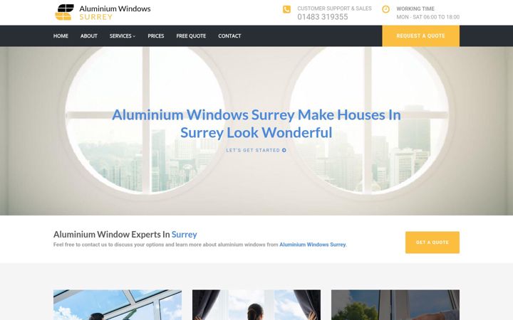Screenshot of aluminiumwindows-surrey.uk
